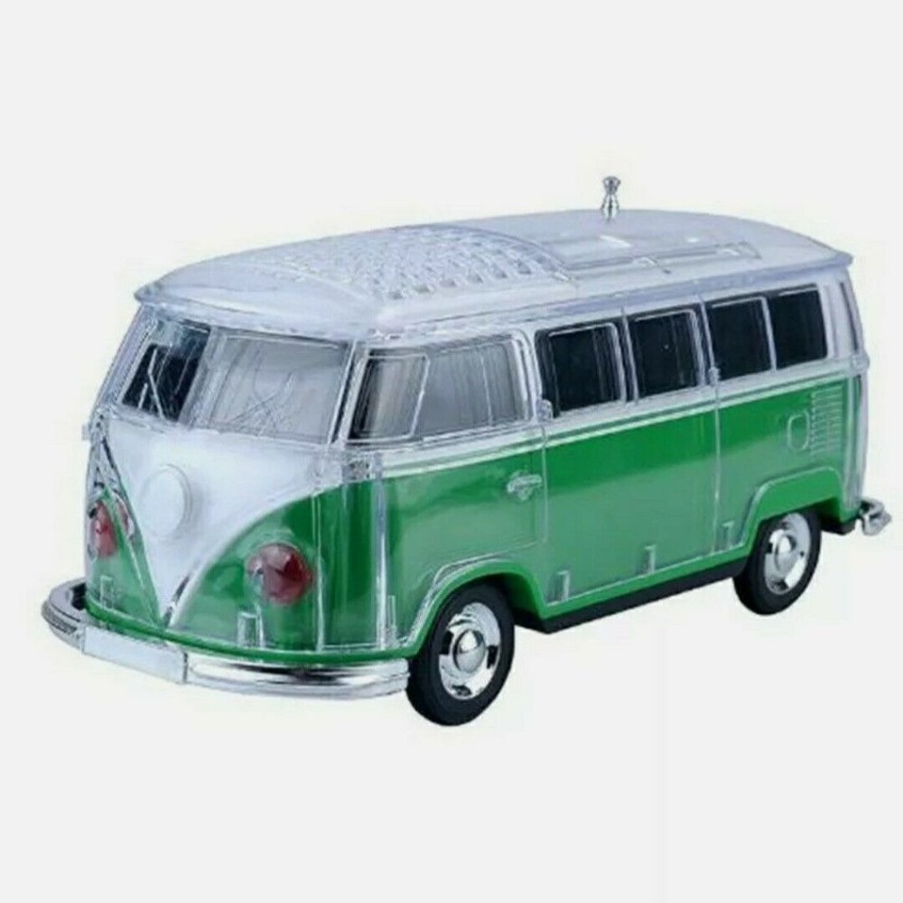 Volkswagen Bus Loud Green Bluetooth Portable Speaker with LED Light USB/AUX/FM